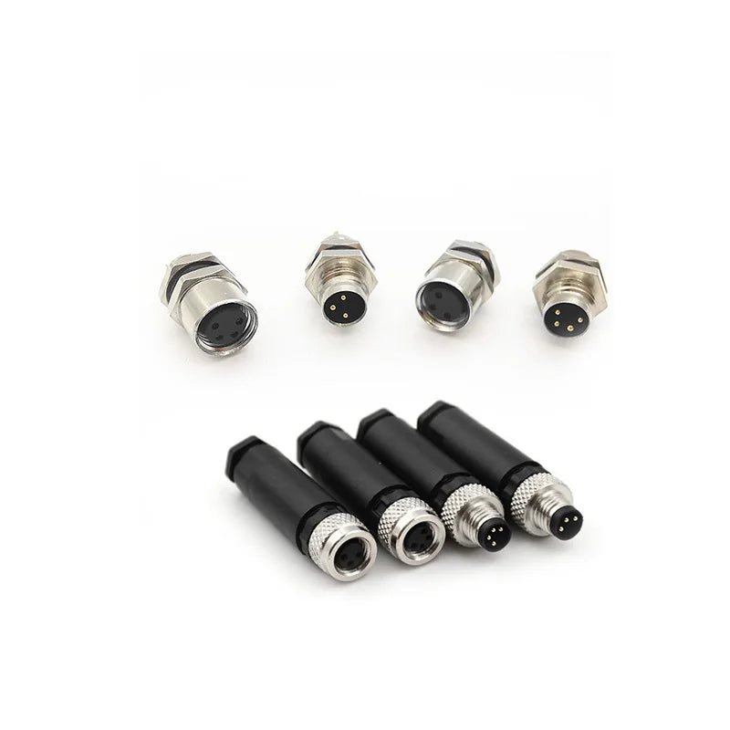 M8 Waterproof Sensor Connector Flange Socket A Type male&female 3pin 4pin plug straight screw threaded coupling