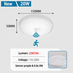 Motion Sensor PIR LED Ceiling Lamp 110V 220V Corridor Bedroom Toilet Light Human Body Induction
