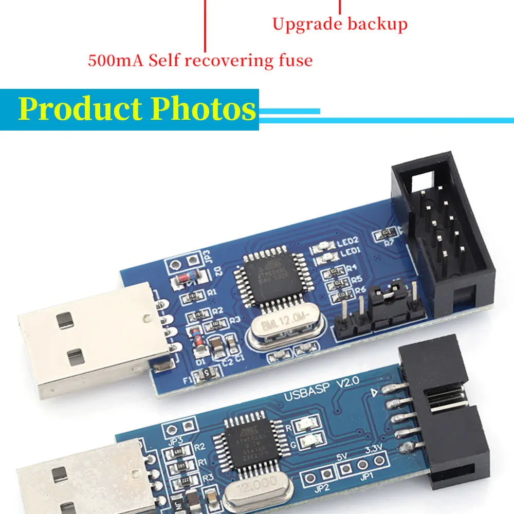 MGQH USBASP USBISP AVR Programmer USB ATMEGA8 ATMEGA128 ATtiny/CAN/PWM 10Pin Wire Module DIY + 10Pin To 6 Pin Adapter Board