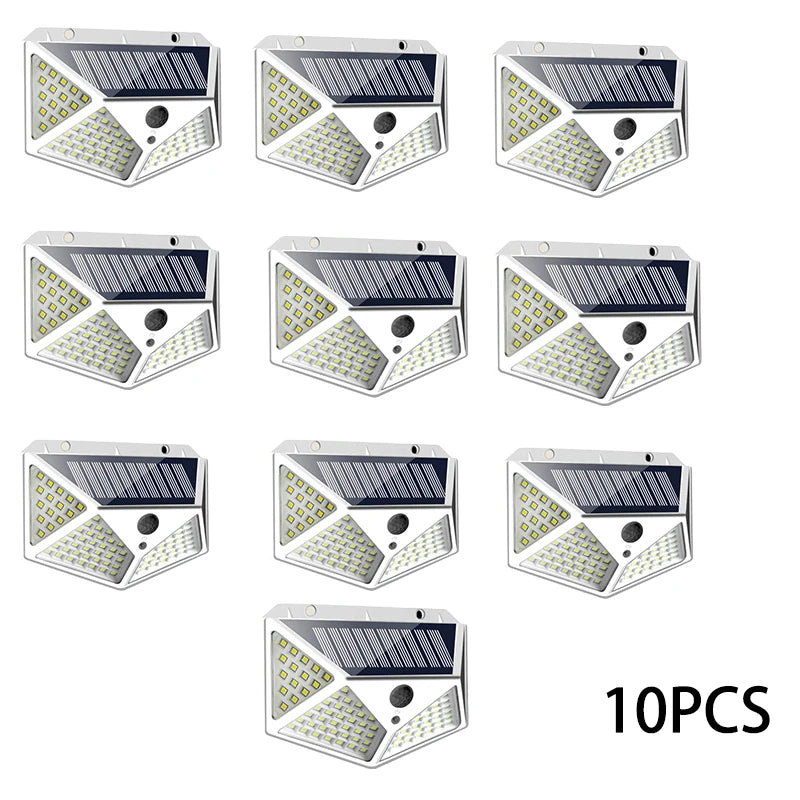 1-12 Pack Solar Lights Outdoor 100 LED Wall Lamp Motion Sensor Lights Waterproof Solar Street Light for Garden Porch Yard Garage