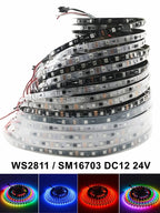 WS2811 SM16703 5050 RGBIC Led Lights DC12V 24V RGB Led Strip Light IP65 IP68 Waterproof Smart Pixels Magic Light Black White PCB