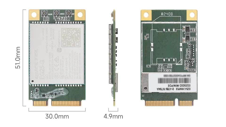 Waveshare Quectel EG25-G mPCIe Module, LTE Cat 4 module with PCI Express Mini Card form factor, Supports Multiple Wireless