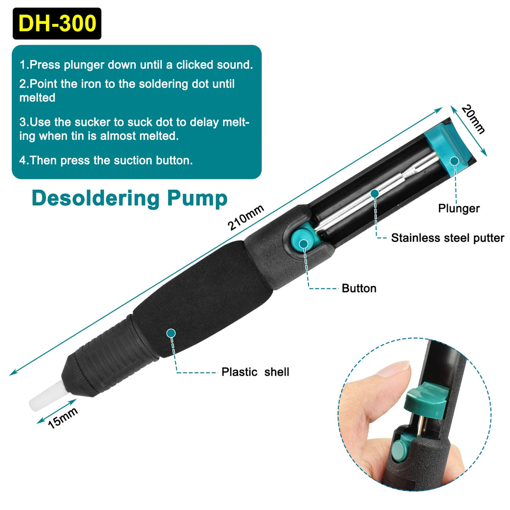Toolour Solder Sucker Desoldering Vacuum Pump Solder Removal Tool Soldering Iron Auxiliary Tool Welding Accessories