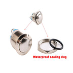 1pc 16mm 1NO High Flat Head Waterproof Momentary Reset Metal Push Button Switch Screw Terminal Car Engine Doorbell PC Power