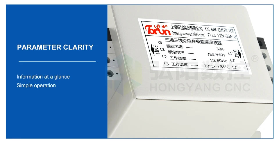 EMI Power Filter Fyln-12N-30A-U Universal 3-Phase Filter 30A 380V AC Power Electromagnetic Inverter Servo Filter