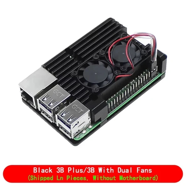 Pi 4 3 B 3B plus aluminum case with dual cooling fan metal shell enclosure for RPI Raspberry Pi 4 3 model