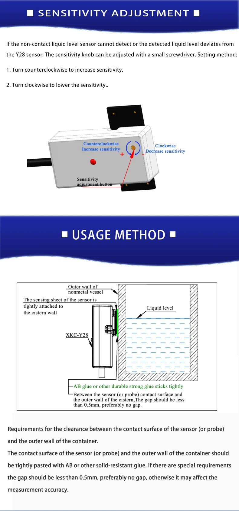 XKC-Y28 Non-contact Switch Liquid Water Detection Capacitive Type Sensor with Built-in 2A Relay Output to Directly Drive Loading