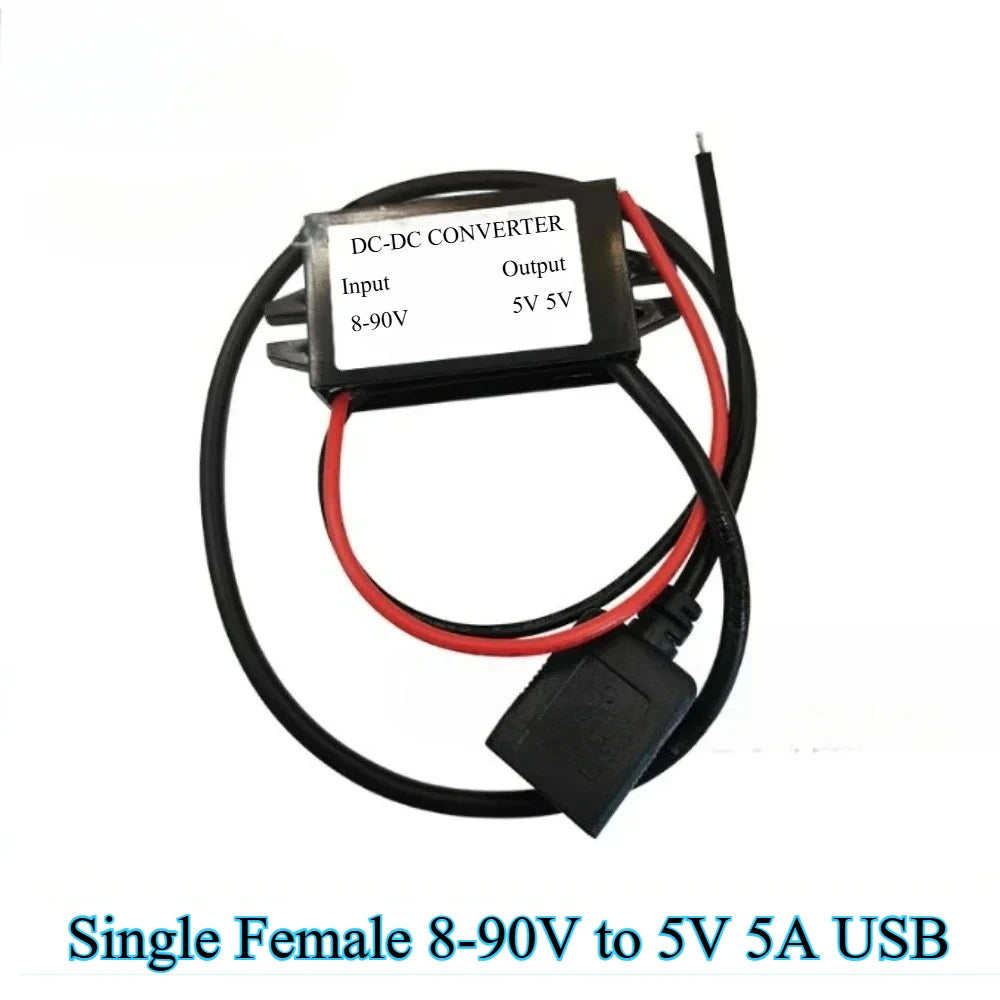 8-90V 12V 24V 48V 60V 72V 90V to 5V 5A 25WDC DC Step Down Converter Type-C Micro USB Buck Power Supply for Mobile Phone Charging