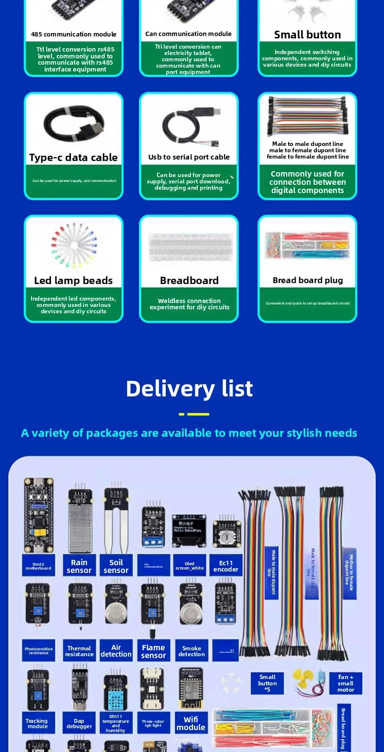 STM32 Development Board Starter Kit Advanced Kit STM32F103C8T6 Minimum ARM System Board Introductory More Than Ten Types A Set