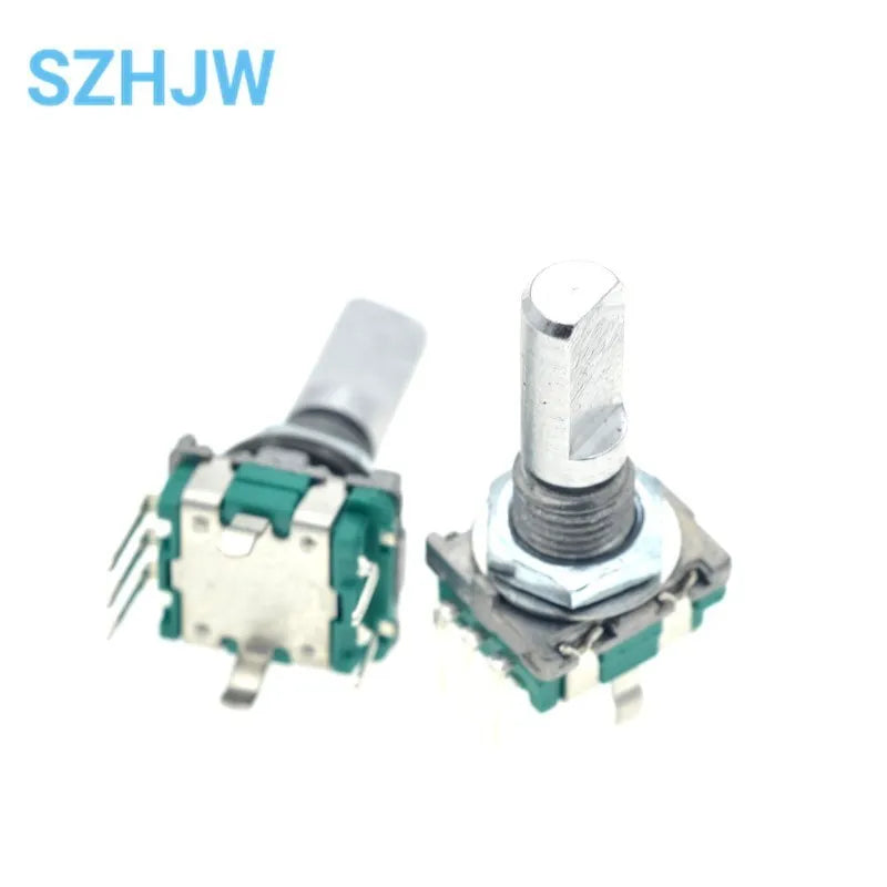 1-100PCS EC11 Rotary Encoder Switch 20 Positions 360 Degree 5Pin Push Button Shaft Length 15mm Plum Bossom Half Shaft
