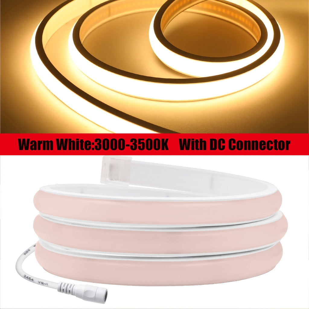 12V 24V 320Leds/M COB Neon Strip Waterproof 3000K 4000K 6000K Home Decor High Brighter Flexible Ribbon Rope LED Light 0.5M-20M