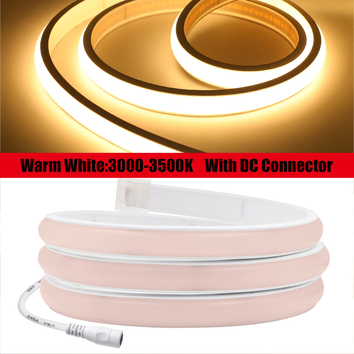 12V 24V 320Leds/M COB Neon Strip Waterproof 3000K 4000K 6000K Home Decor High Brighter Flexible Ribbon Rope LED Light 0.5M-20M