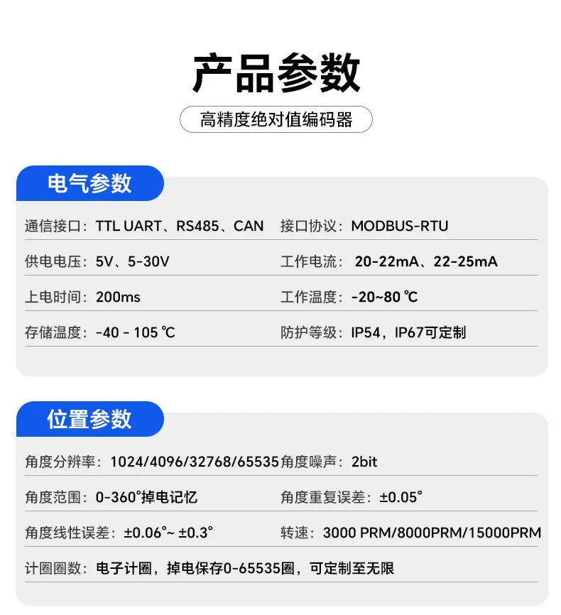 High‑Precision Magnetic Absolute Rotary Encoder RS485 Output Mini Angle Position Transducer Sensor