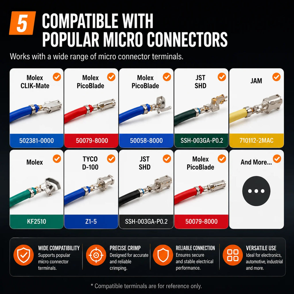 IWS-3220M Micro Connector Crimping Tool 32-20 AWG 0.03-0.52mm² Precision Ratchet Crimper for JST Molex Terminals