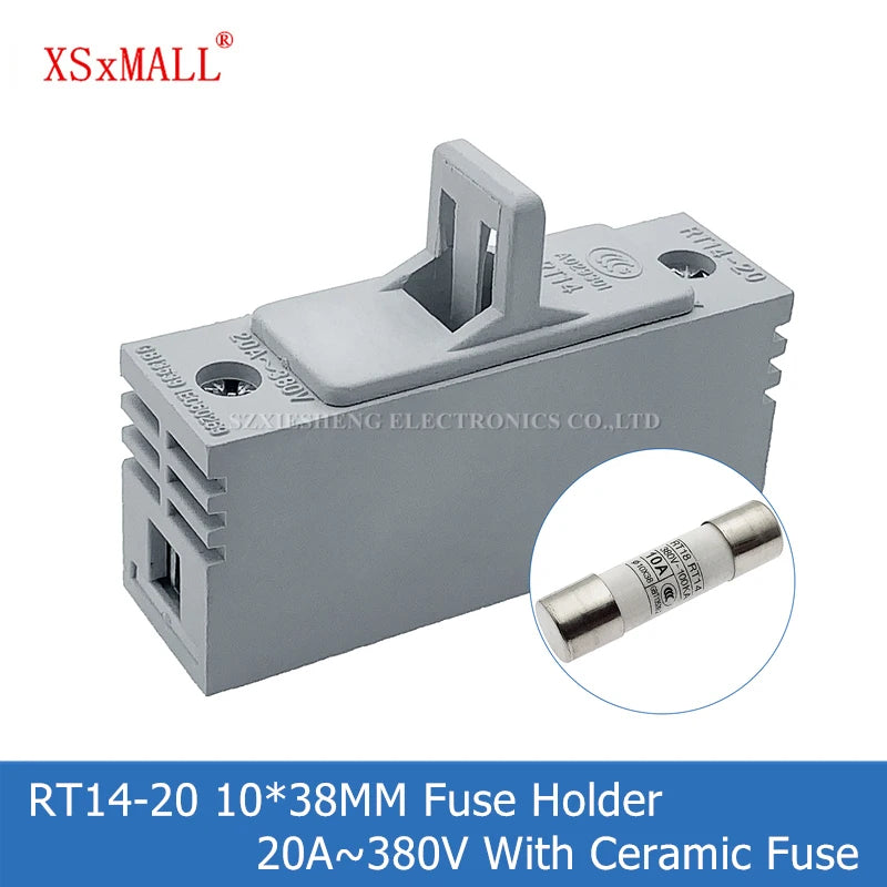 1Set RT14-20 10*38MM Fuse Holder 20A~380V With Ceramic Fuse 0.5A 1A 2A 3A 4A 5A 6A 8A 10A 16A 20A 25A 32A 380V RO15 RT18 RT14