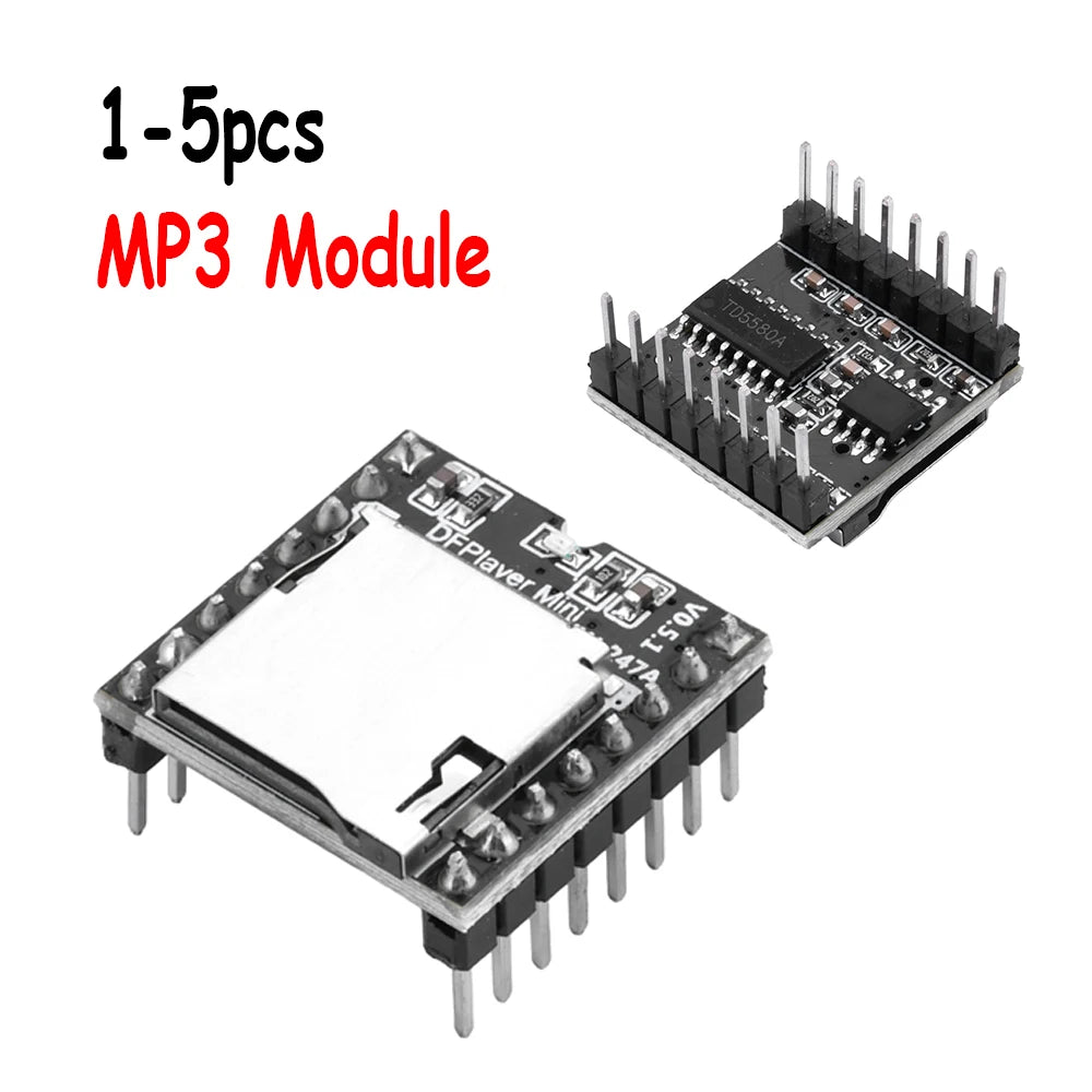 YX5200 DFPlayer Mini MP3 Player Module MP3 Voice Decode Board Supporting TF Card U-Disk IO Serial Port AD Compatible for Arduino