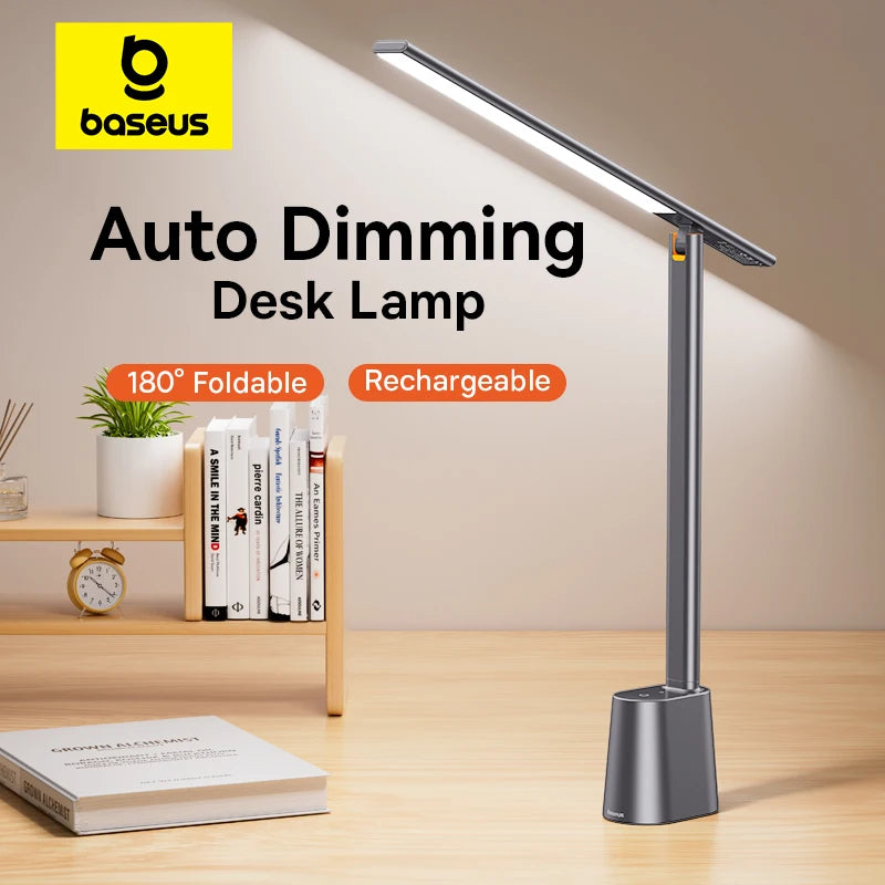 Baseus Desk Lamp 180° Foldable LED Table Lamp Rechargeable Auto Dimming Smart Eye Protection Study Reading Room Night Light Lamp