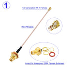 1Pcs IPX-1/IPX-4 Female to Waterproof SMA Female Bulkhead Connector RF0.81/1.13/RG178 Cable 3g 4g WIFI Antenna RF Cable Jumper