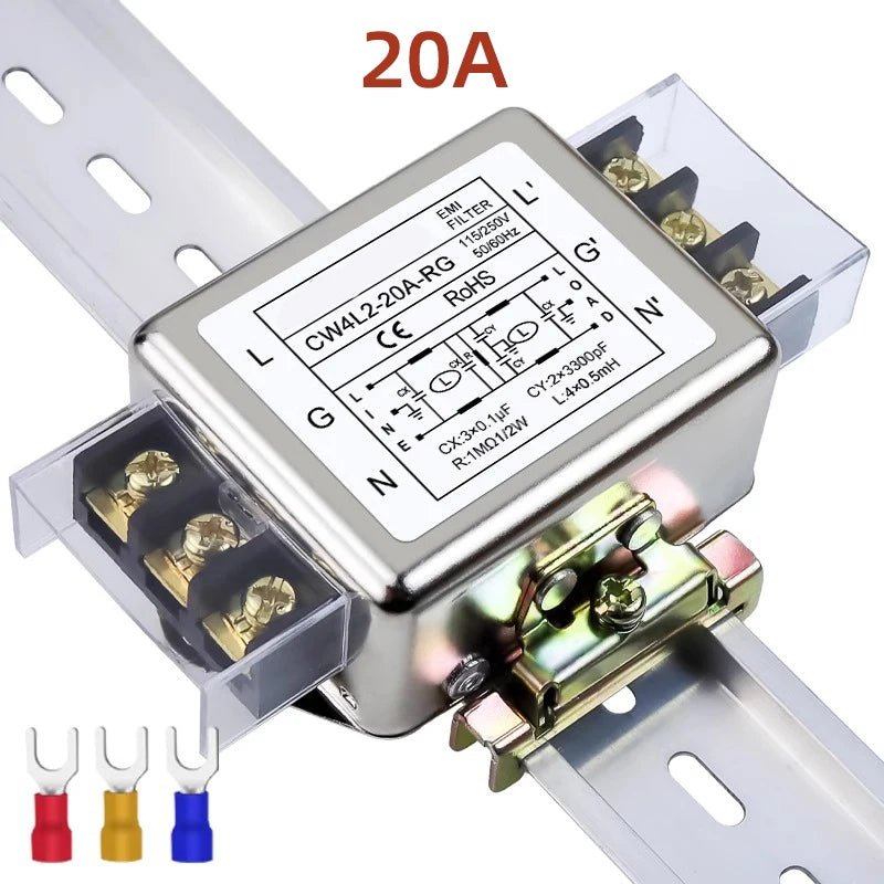 Power filter module CW4L2-20A 3A 6A 10A 20A power filter terminal type bipolar guide terminal block 220v AC EMI power supply ant