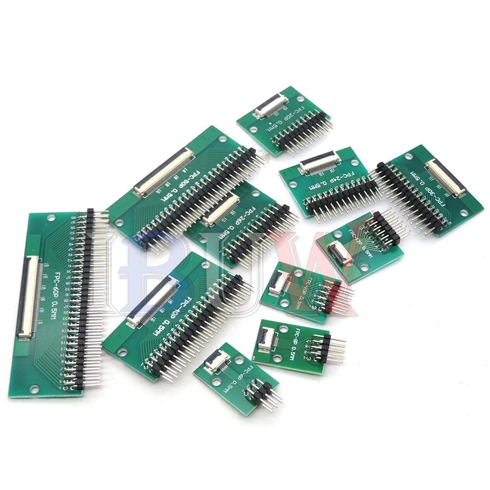 FPC FFC Adapter Board 0.5mm 1.0mm To 2.54mm Connector Straight Needle And Curved Pin 6 8 10 12 20 24 26 30 34 40 50 60 80 Pin