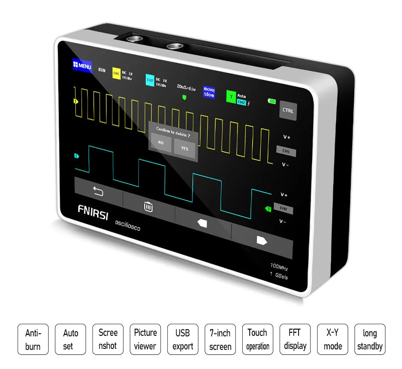 FNIRSI-1014D 1013D TC3 Oscilloscope 3-in-1 Dual Channel Input Signal Generator 100MHz * 2 Analog Bandwidth 1GSA/s Sampling Rate