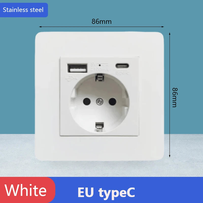 Toggle switch White stainless steel panel retro wall lamp switch AC110-250V 1 2 3 4 Gang 2 Way16A Universal wall light switch