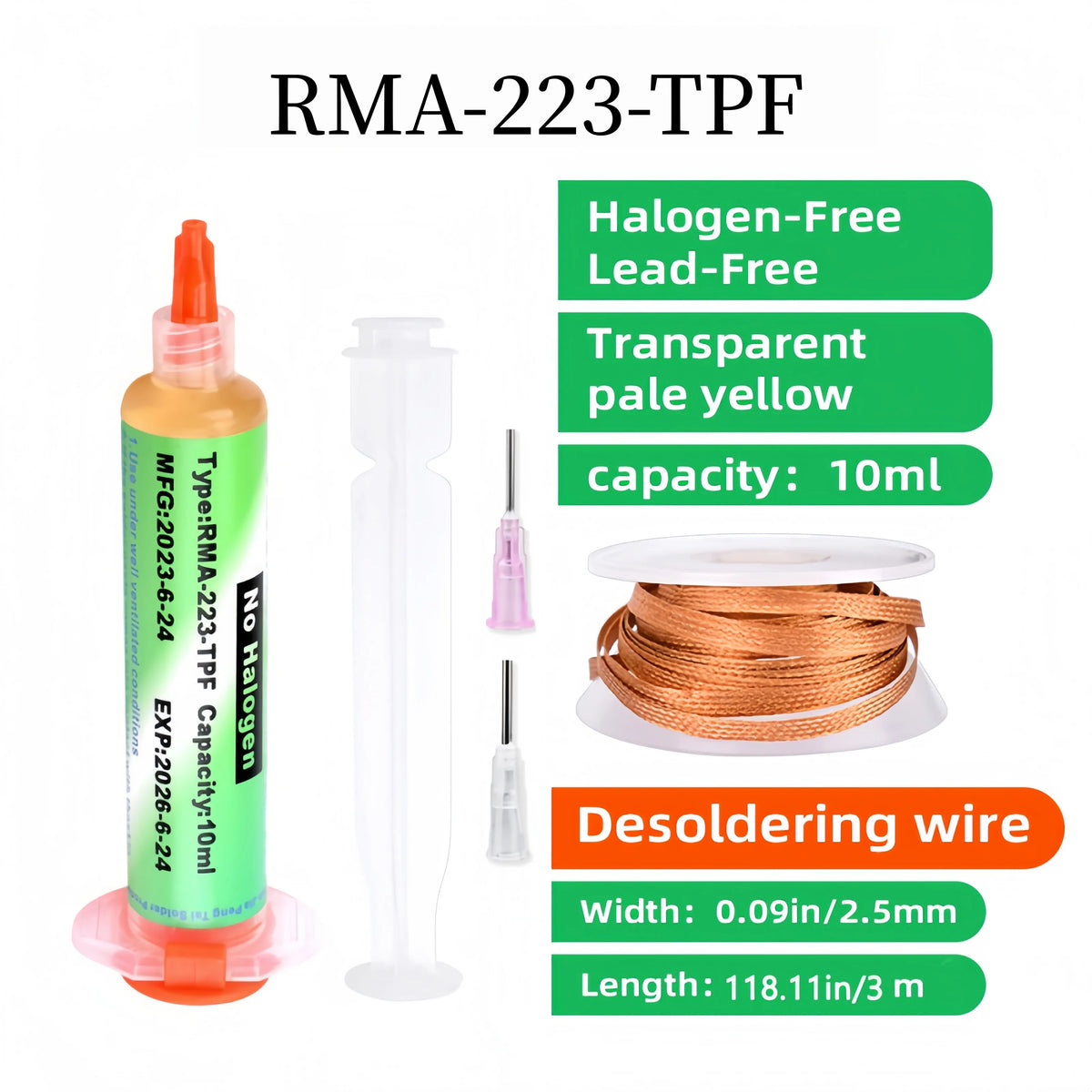 RMA‑223‑TPF 10ml Syringe No‑Clean Liquid Soldering Flux Paste for BGA Reballing SMD PCB Motherboard Chip Repair Welding Tools