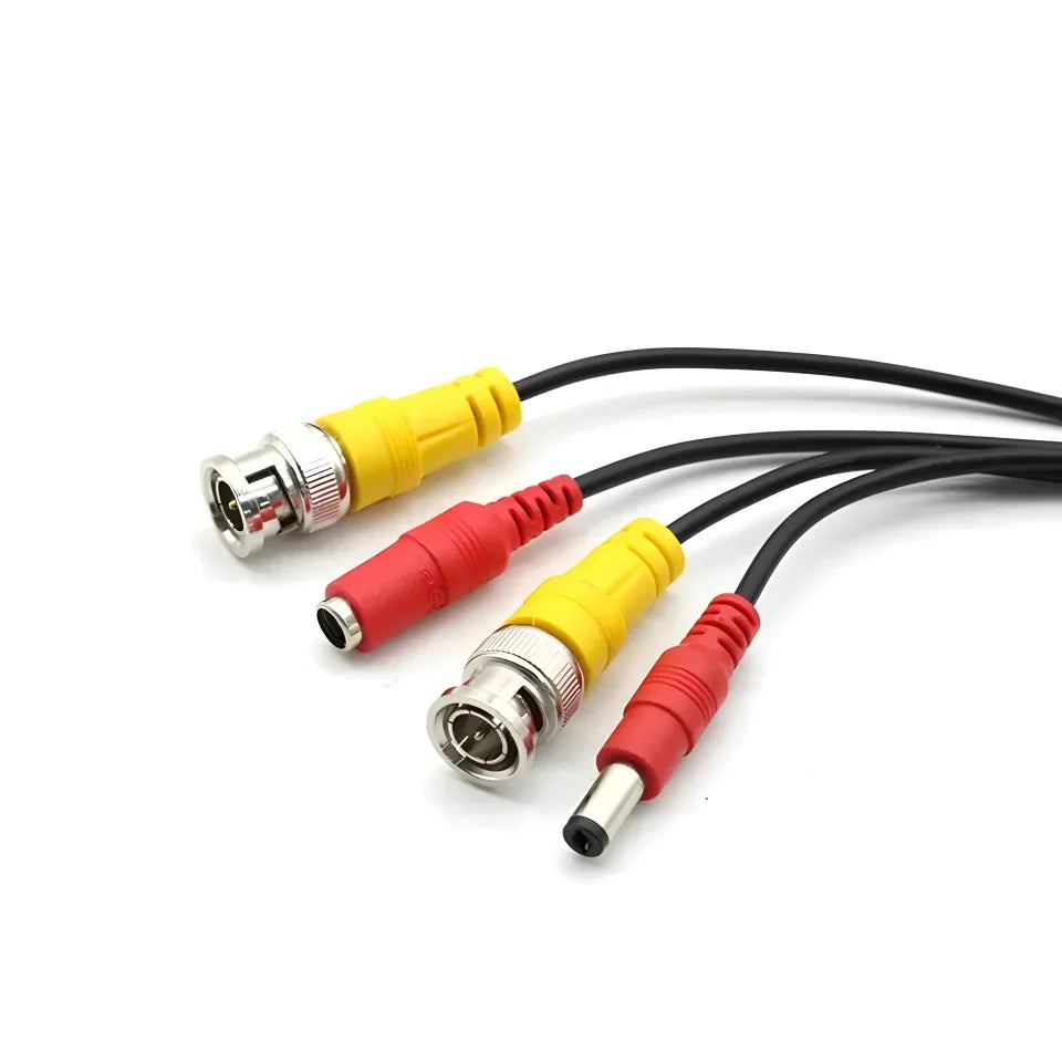 All Copper HD Video+Power Cable - BNC+DC 2in1 AHD CCTV, 5m-50m Lengths, Premium Aluminum Foil Shielding, Finished Extension Wire