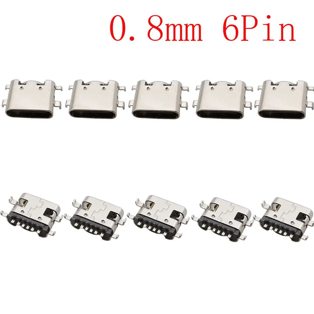 10Pcs USB Connector Type C Female Charging Port Jack 2P/6P/16P/24 Pin Soldering PCB SMD SMT DIY USB-C Socket Adapter