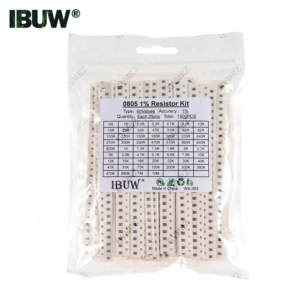 0201 0402 0603 0805 1206 1% 5% SMD Resistor Assorted Kit 1R-1M 10K 100K 1K 100R Resistance Set DIY
