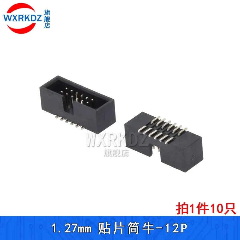 10pcs 1.27mm Pitch 6 8 10 14 16 20 26 30 34 40 50 60 Pin SMT SMD Male Shrouded Box Header IDC Connector