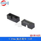 10pcs 1.27mm Pitch 6 8 10 14 16 20 26 30 34 40 50 60 Pin SMT SMD Male Shrouded Box Header IDC Connector