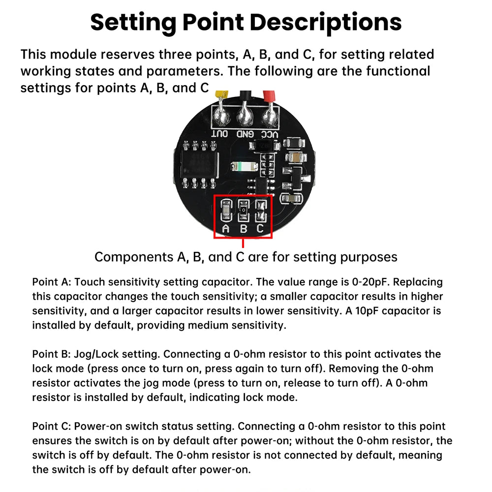 DC 3-24V Momentary/Latching Touch Sensor Switch Module JR223B Induction Capacitive Switch SI4164 MOSFET Led Light POWER Control