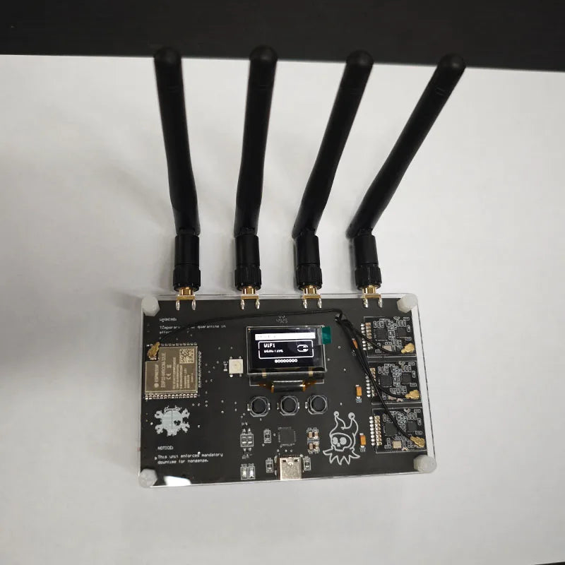 Finished RF CLOWN V2.0 ESP32 Wireless Security Tester Kit, 3 NRF24L01 BLE Bluetooth Analyzer, Pentesting Tool with OLED