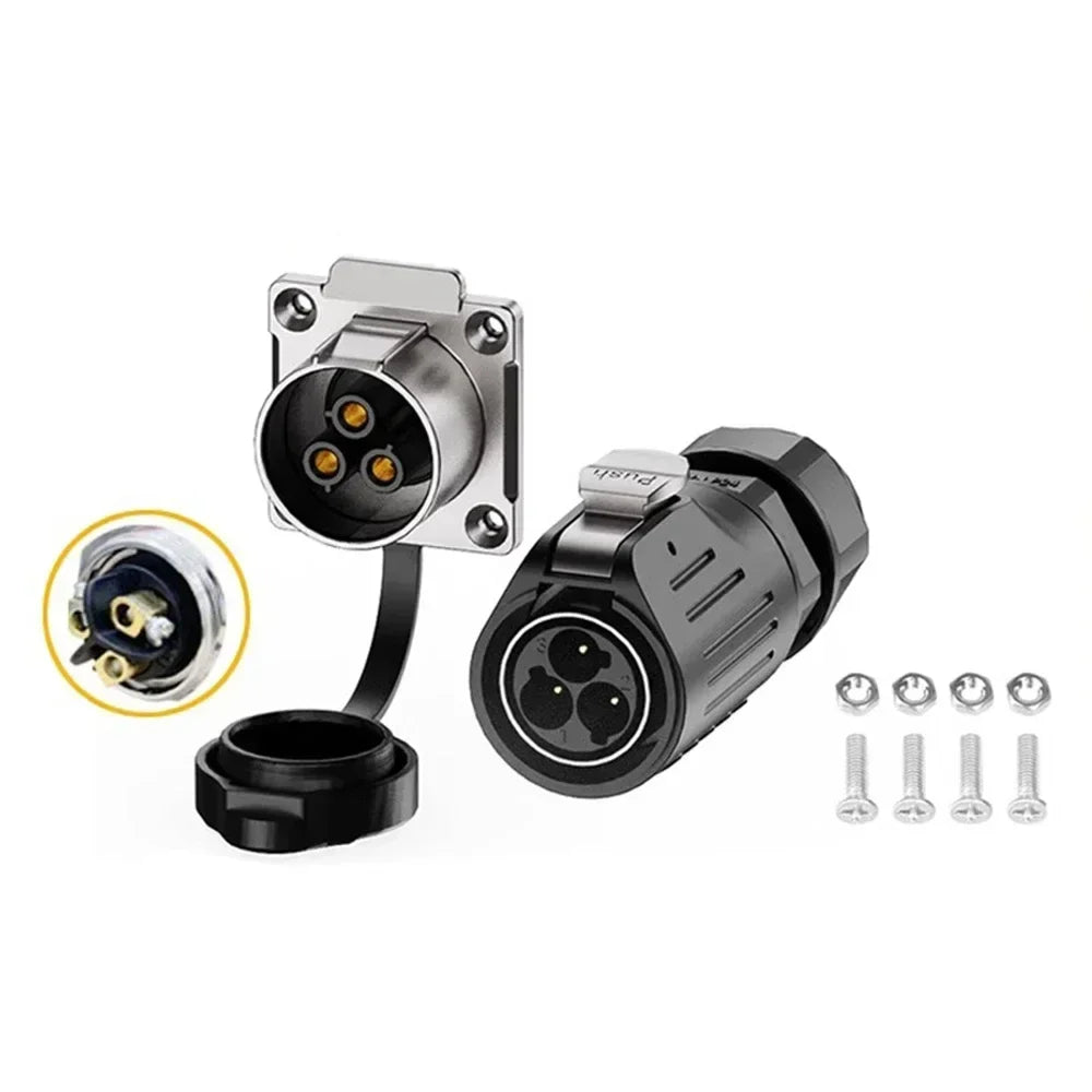 EW-LP24 Solderless Power Aviation Connector Waterproof Adapter Screw Lock Charger M24 2 3 4 5 Pin Male Plug Female Socket IP68