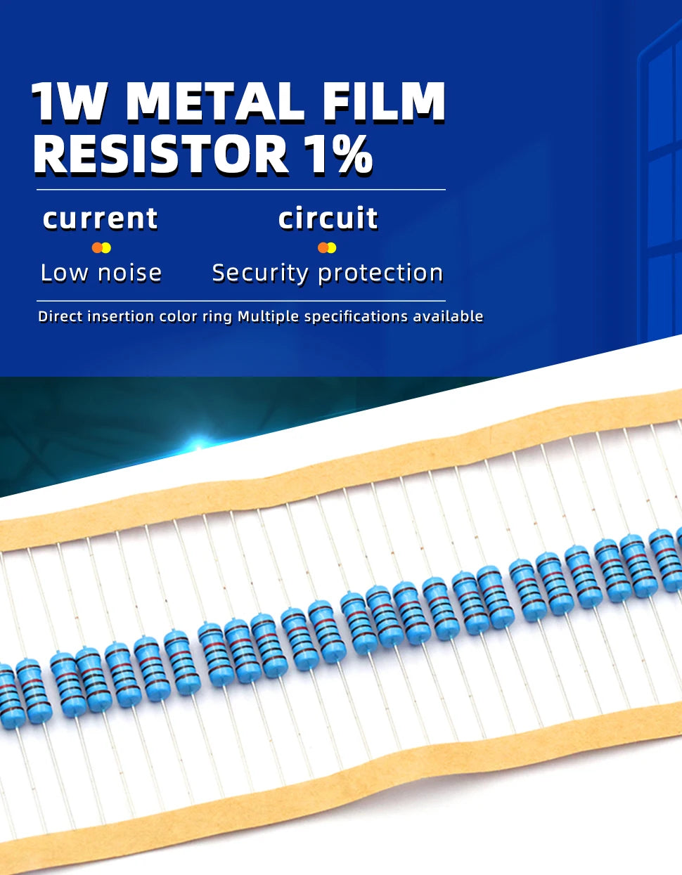 20PCS 1W 1% Metal Film Resistor 0.24Ω~2.2MΩ 1 10 47 100 200 220 300 470 910 1k 4.7k 10k 20k 47k 100k 220K 330K 470K 910k 1M ohm
