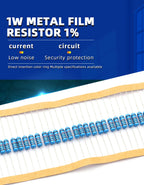 20PCS 1W 1% Metal Film Resistor 0.24Ω~2.2MΩ 1 10 47 100 200 220 300 470 910 1k 4.7k 10k 20k 47k 100k 220K 330K 470K 910k 1M ohm