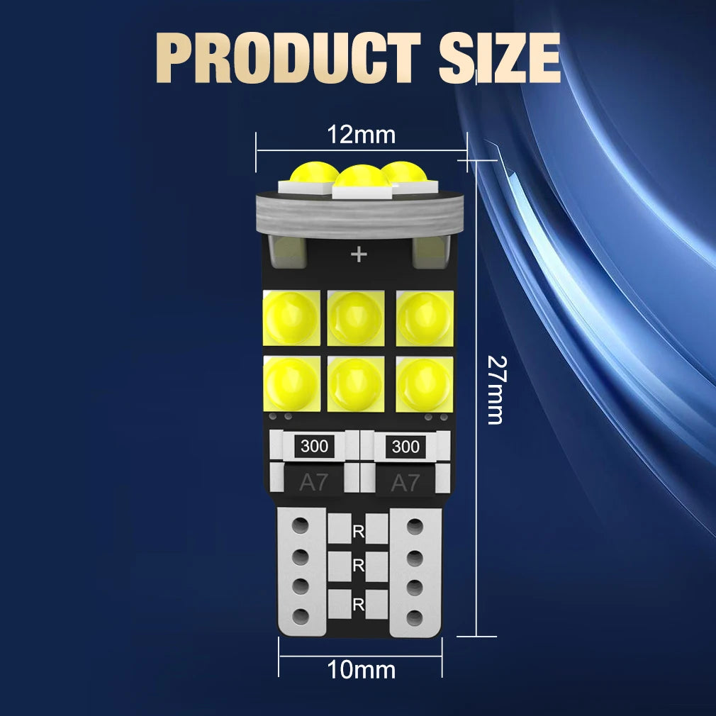 5pcs T10 W5W 194 501 Led Canbus No Error Car Interior Light T10 15 SMD 3030 Chips Pure White Instrument Lights Bulb Lamp 12V
