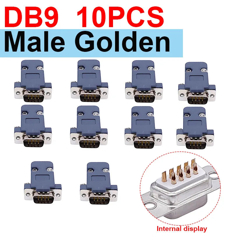10PCS DB9 Adapter Connector Core RS232 Serial COM Plug Connectors Hole/pin DB15 Female Male Port Socket D Sub DP9 Plastic Case