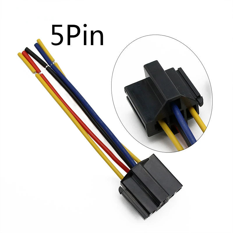 Waterproof Automotive Relay 12V 24V 4pin 5pin 4P 5P 40A Car Relay With Black Red Copper Terminal Auto Relay With Relay Socket