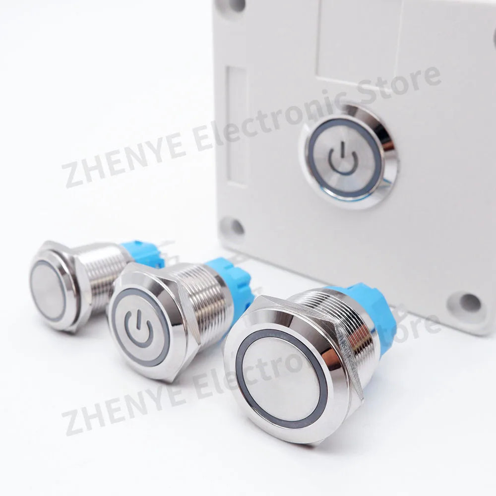 12mm 16mm 19mm 22mm Metal Switch Button Push With Wire Waterproof On Off Momentary/Latching Led Light Start Stop 5V 12V 24V 220V