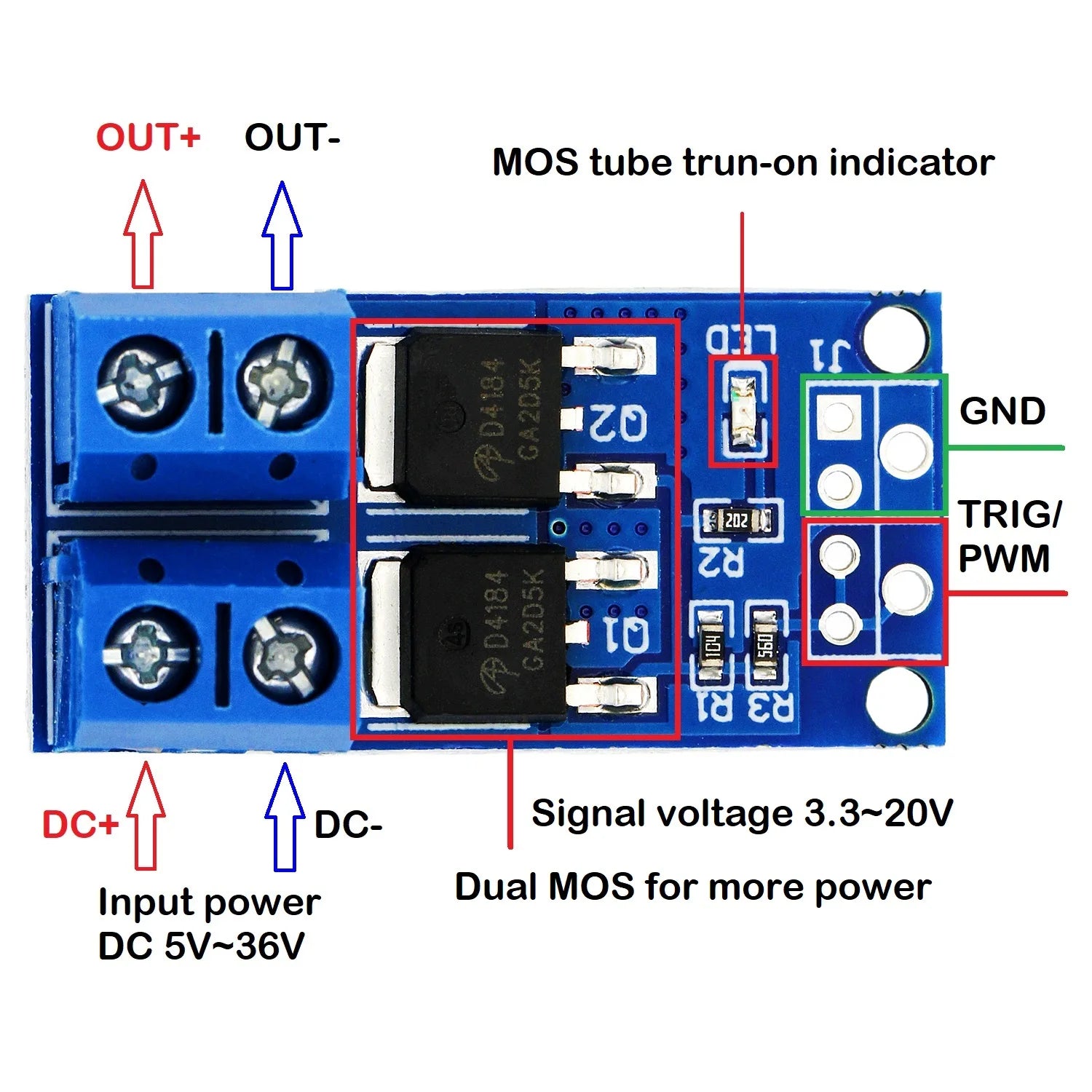 400W Max 30A PWM Regulator Adjustment Motor DC5V-36V 15A MOSFET Trigger Switch Drive Dual High-Power Speed Control Board Module