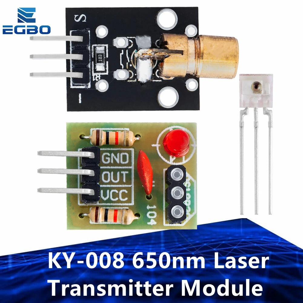 1~20PCS EGBO KY-008 650nm Laser Transmitter Module with Laser Sensor Module Non-Modulator Tube Laser Receiver Module Kit
