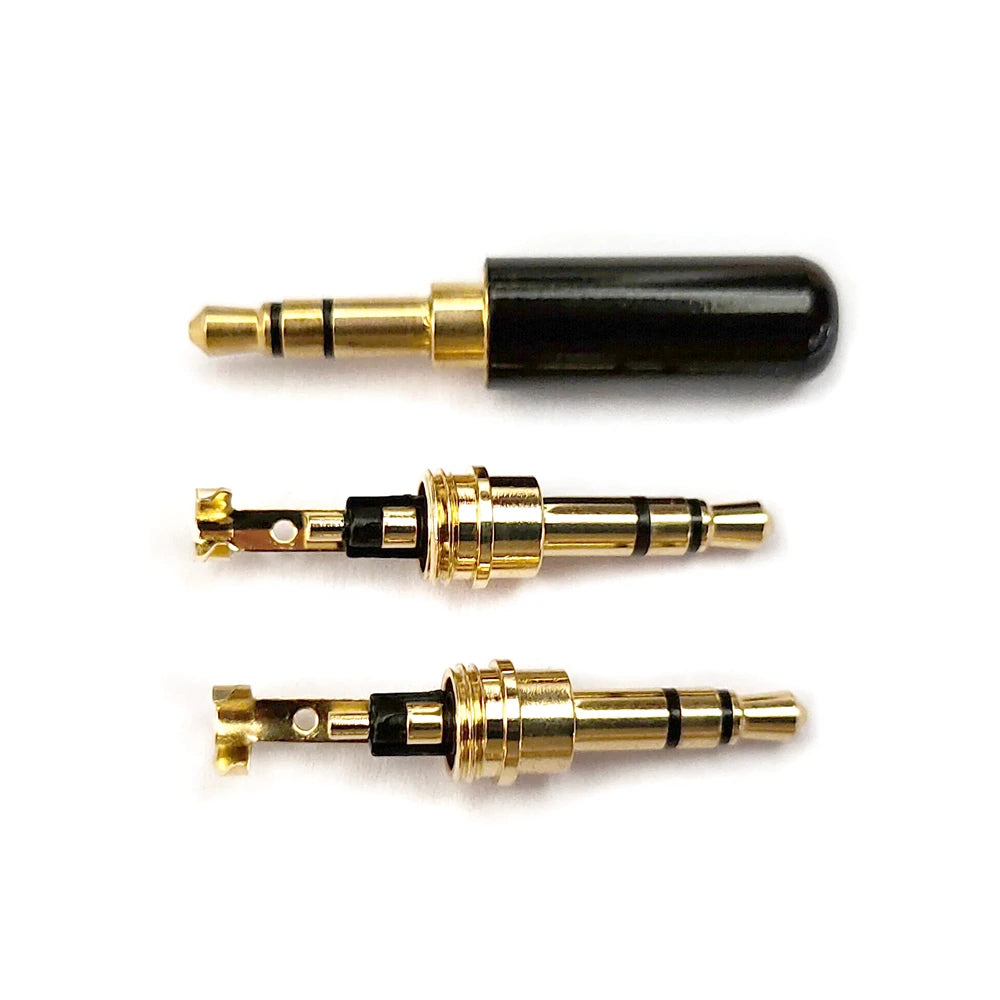 2/5PCS Copper 3/4 Pole 3.5MM Plug Male Headphone Jack with Clip 3.5MM Stereo Audio Connector for 4mm Cable Adapter