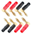 4/8pcs 4mm L-shaped Right Angle Banana Plugs -Soft Plastic Shell 90° Connectors (Red & Black) for Audio, Video & Speaker Systems