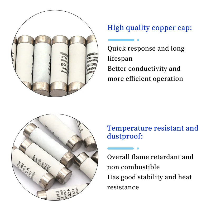Javino 5/20/60Pcs 14*51mm(RO16)  Fast blow Ceramic Fuse 500V RO16-32A 40A 50A 63A RT18 RT14 Base