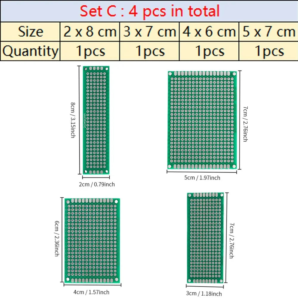 Universal PCB Circuit Protoboard Double Sided Breadboard 2x8 3x7 4x6 5x7 7x9CM Stripboard Prototyping Board DIY Electronic Kit