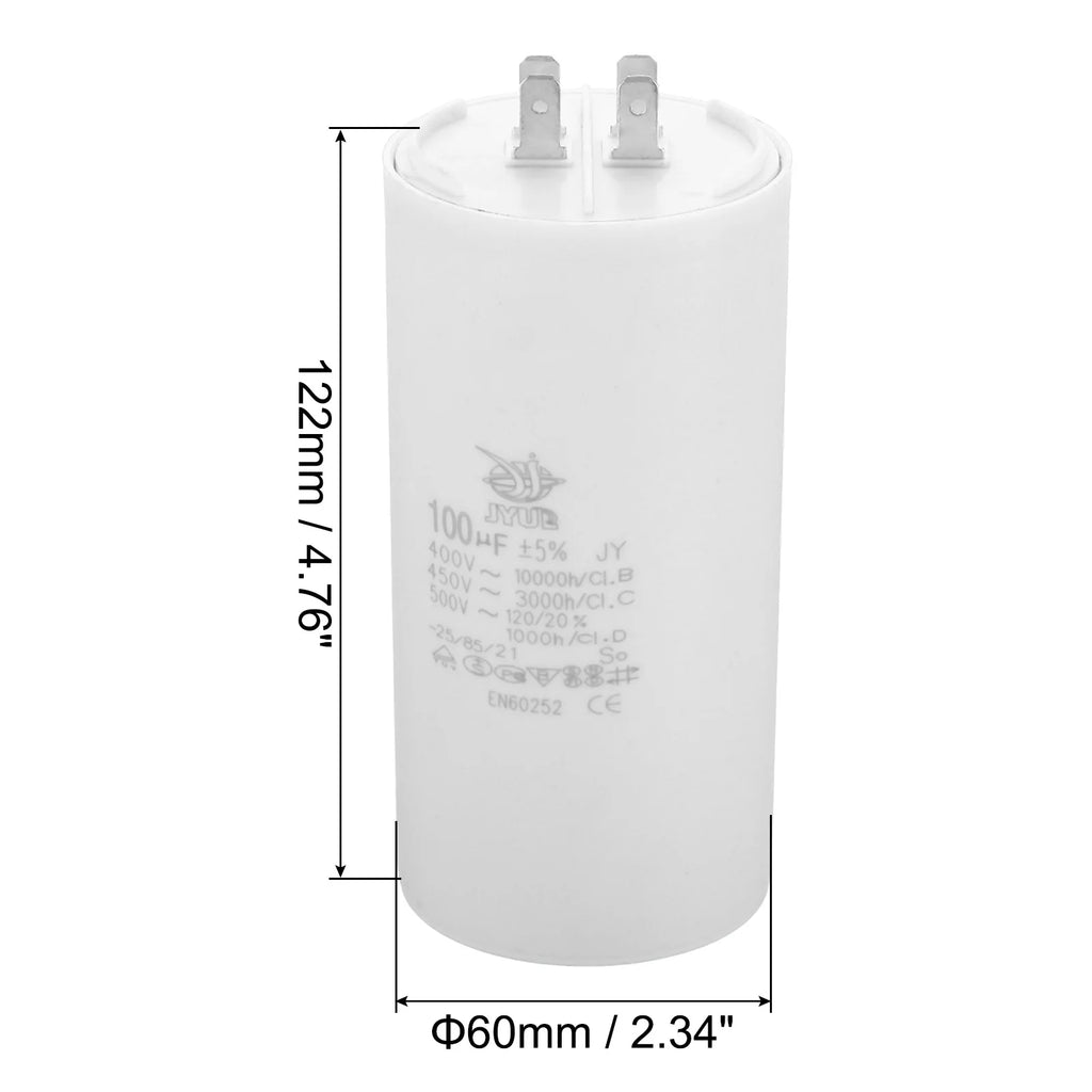 CBB60 8uf-100uf Running Capacitor AC 450V 4 Pins 50/60Hz Double Insert Cylinder Bottom for Air Conditioning Water Pump Fan Motor