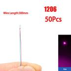 50Pcs DIY Micro SMD 0805 1206 Led Lamp Wired Pre-soldered Micro Litz Wired Chip 30cm 3V Railway Model Kit Toy For Gundam Scenes