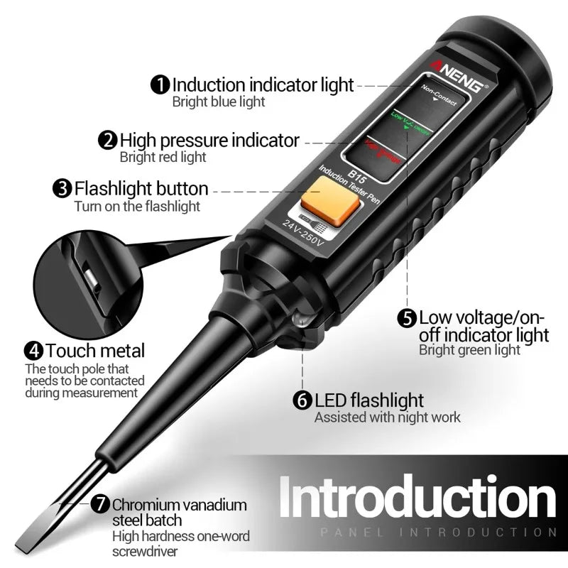Multifunctional Color Light Voltage Tester Pen Intelligent Electrician Induction Test Pen Breakpoint Live Wire Detector